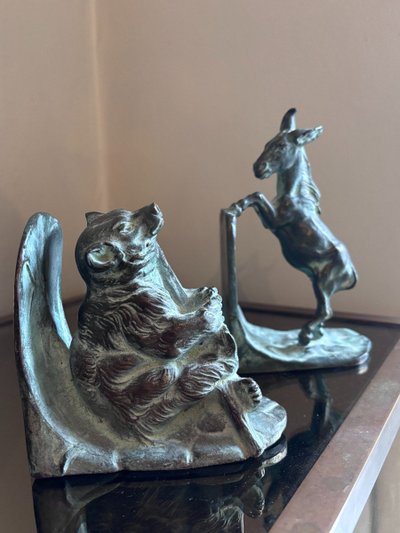 BOFILL Antoine ( 1875-1939 ) Pair Of Bronze Animal Bookends Signed