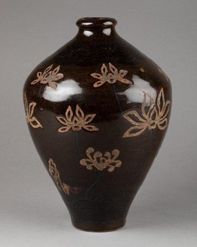 Vaso in gres - Lotus Et Héron