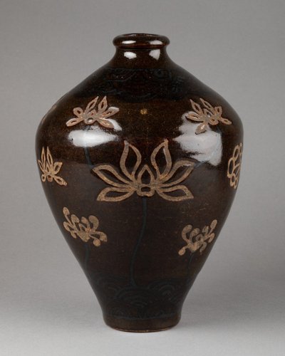 Vaso in gres - Lotus Et Héron