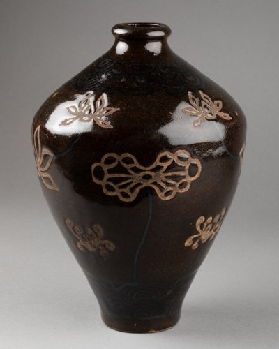 Vaso in gres - Lotus Et Héron