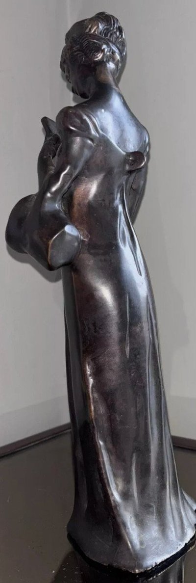 Georges VAN DER STRAETEN (1856-1928) ( Attributed to ) La Liseuse Brown Patina Bronze Proof