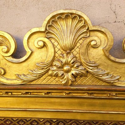 Grande letto Baldaquin in legno dorato, fine XIX secolo