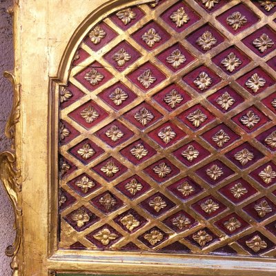 Grande letto Baldaquin in legno dorato, fine XIX secolo