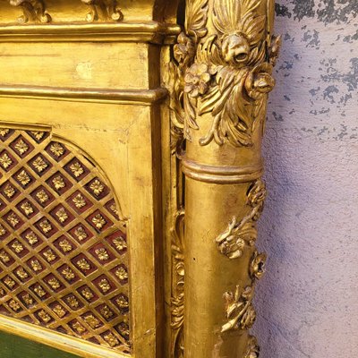 Grande letto Baldaquin in legno dorato, fine XIX secolo