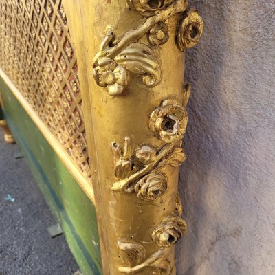 Grande letto Baldaquin in legno dorato, fine XIX secolo