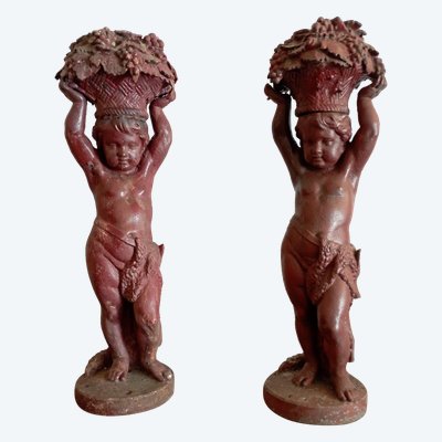 coppia di putti in ghisa di Durenne