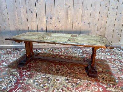 Table basse monastère en chêne parqueté 