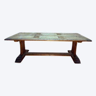 Table basse monastère en chêne parqueté 