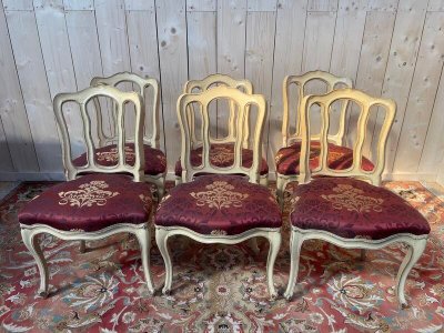 Suite of 6 Venirian chairs era Louis XV