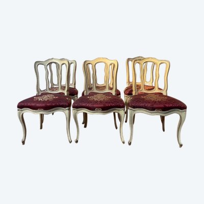 Suite of 6 Venirian chairs era Louis XV