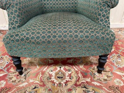 Bergère -Sessel Napoleon Ära III Grüner Samt