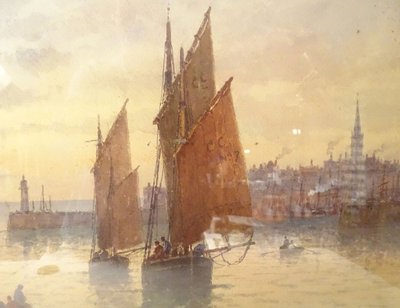 Aquarell Landschaft Marine Louis Timmermans Boote Fischen Concarneau Hafen 19.