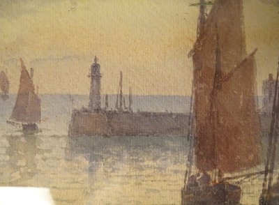 Aquarell Landschaft Marine Louis Timmermans Boote Fischen Concarneau Hafen 19.