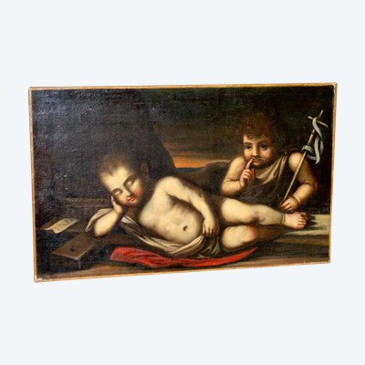 Huile Sur Toile "les Chérubins" école Italienne XVIIème 