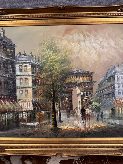 D'après Renée Wilsson : Huile sur Toile L'Arc de Triomphe a Paris vers 1980