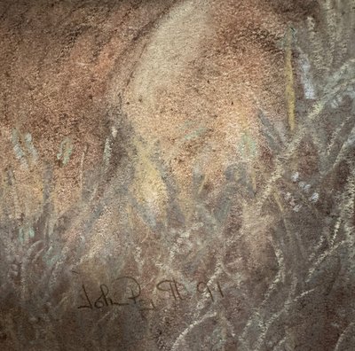 Les Lionnes : école Française XXème siècle pastel signé