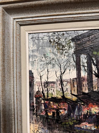 Tableau huile sur toile vue de Paris signé en bas à gauche Yves Gonec XXeme siècle