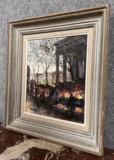 Tableau huile sur toile vue de Paris signé en bas à gauche Yves Gonec XXeme siècle