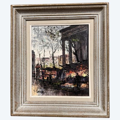 Tableau huile sur toile vue de Paris signé en bas à gauche Yves Gonec XXeme siècle