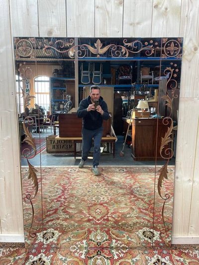 Mirror of Brasserie or Bistror Eglomized 165 cm