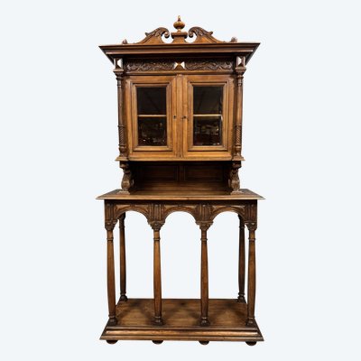 Superb Renaissance-style display cabinet in walnut, circa 1850