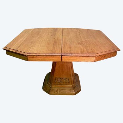 Table de salle à manger époque Art Déco en chêne massif 