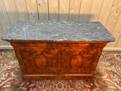 Cassetto di cassetti Louis Philippe Laupe de Noyer Marble Grey Veined