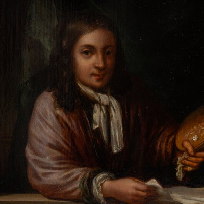 Portrait of a Painter in an Alcove, in the Style of Willem Van Mieris, Oil on Wood circa 1800