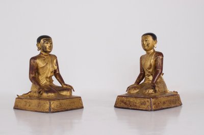 Burmese adoring monk in gilt bronze