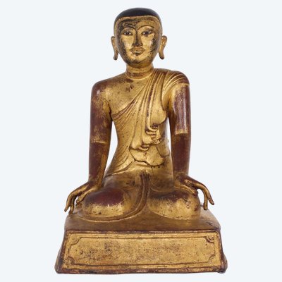 Burmese adoring monk in gilt bronze