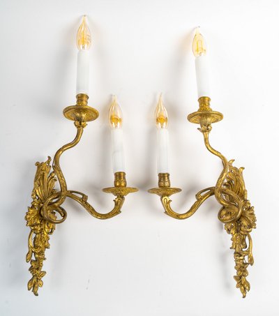 Paire d'Appliques Asymétriques en Bronze Doré, Époque Régence (1715-1723)