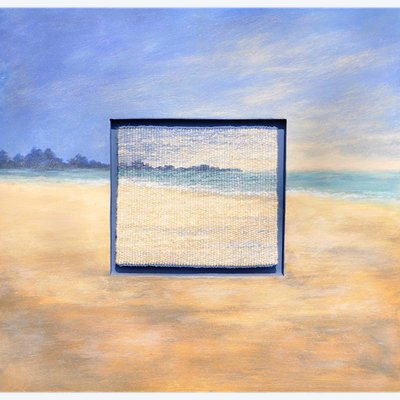 Gemischtes Bild signiert Mireille Veauvy - Acryl und integrierte Tapete