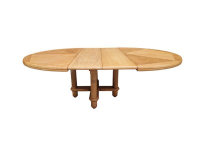 Very Large Round Table in Light Oak, Guillerme Et Chambron