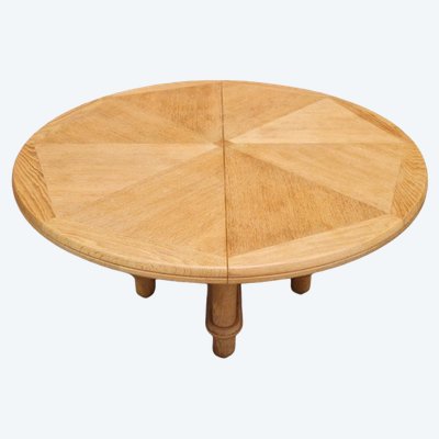 Very Large Round Table in Light Oak, Guillerme Et Chambron