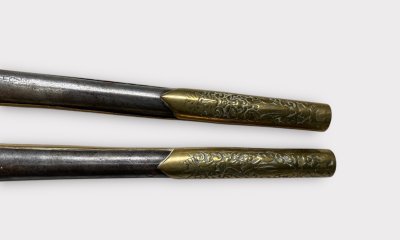 Paar "Kubur" Pistolen - Osmanische Balkan Türkische Kaiserreich Bronze Ziseliert 1830" Feuersteinpistole