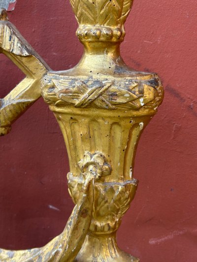 Pair Of Gilded Wooden Three-Light Sconce Picks 18th Century