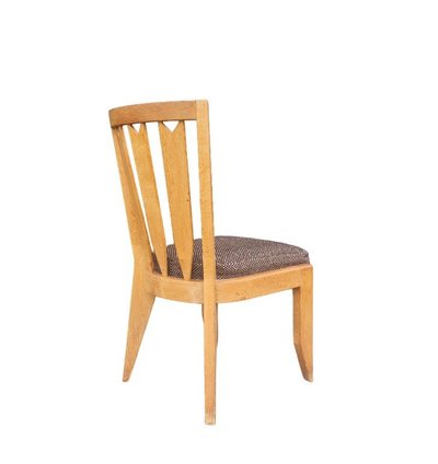 Set of six vintage chairs in light oak, Guillerme and Chambron