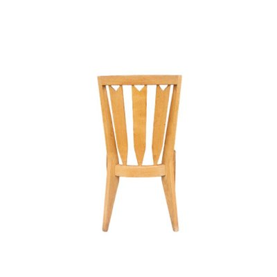Set of six vintage chairs in light oak, Guillerme and Chambron