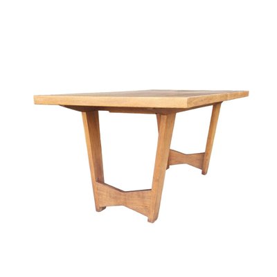 Vintage Golden Oak Dining Table, Guillerme & Chambron