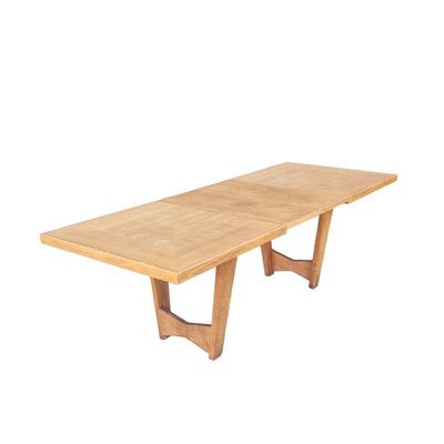 Vintage Golden Oak Dining Table, Guillerme & Chambron