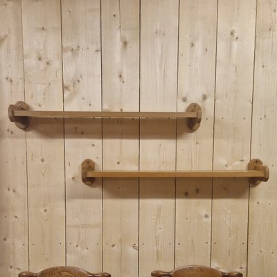 Paire d'étagères Vintage En Chêne Clair Massif Guillerme Et Chambron