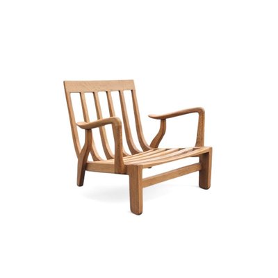 Lounge armchair in light oak, Guillerme and Chambron