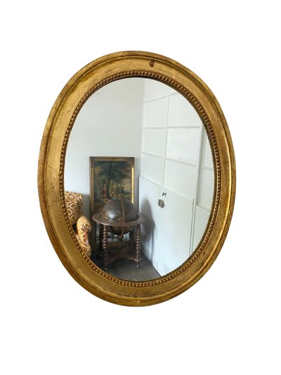 19th century gilded wood mirror - Louis XVI style - 46cm x 54cm
