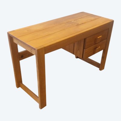 Vintage Schreibtisch aus massivem Ulmenholz, Dlg Maison Regain