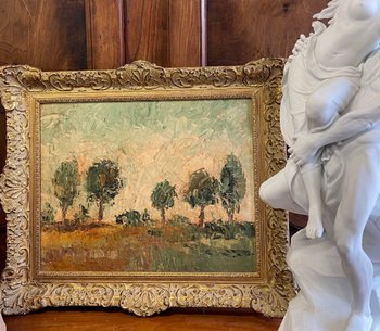 BÖHM Lipót, Peintre Hongrois, Budapest  (1916-1995). Paysage, huile sur isorel.