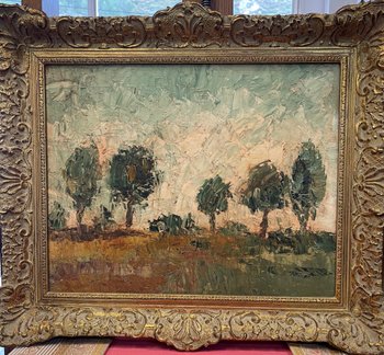 BÖHM Lipót, Peintre Hongrois, Budapest  (1916-1995). Paysage, huile sur isorel.
