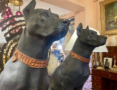 Paar Hunde aus Terrakotta, Italien, 19. Jahrhundert