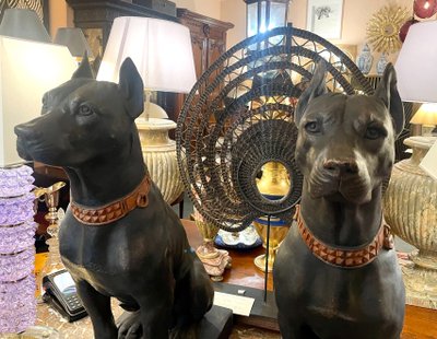 Paar Hunde aus Terrakotta, Italien, 19. Jahrhundert
