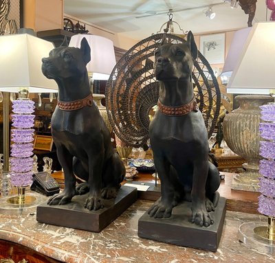 Paar Hunde aus Terrakotta, Italien, 19. Jahrhundert