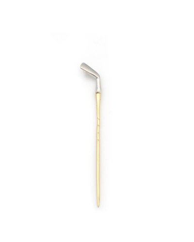 Epingle club de golf en or 18 karats et platine, perle, bijou ancien